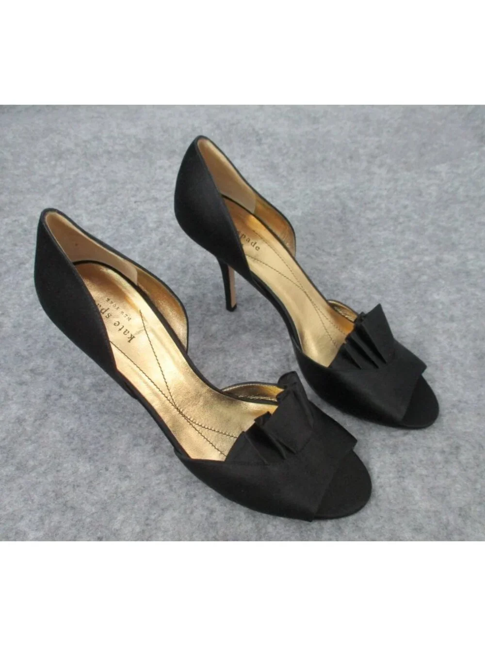 Kate Spade New York Womens Heels Size 10B Black Satin Chrisette Peep Toe